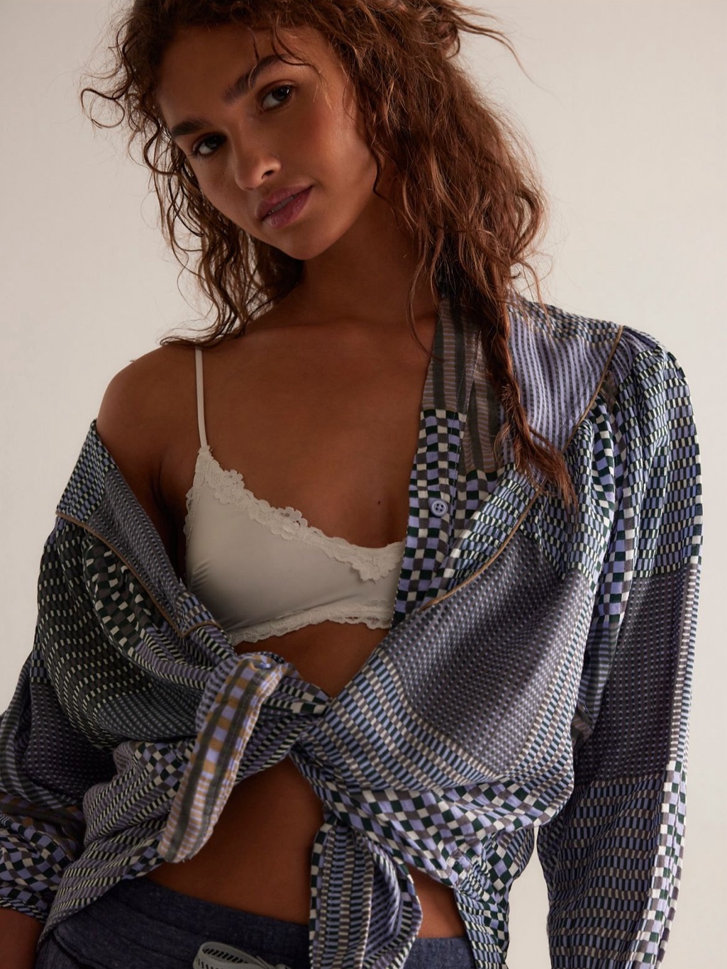 Nwt Free People Intimately Night After Night Sleep Shirt | Dusty Denim Combo $98